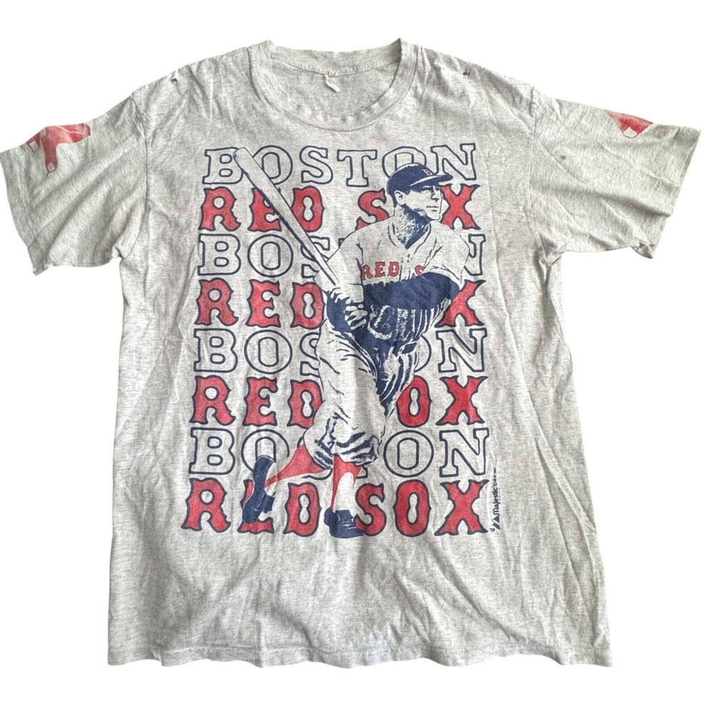 Vintage 1991 Majestic Boston Red Sox T Shirt Heather MLB Distressed 90s READ